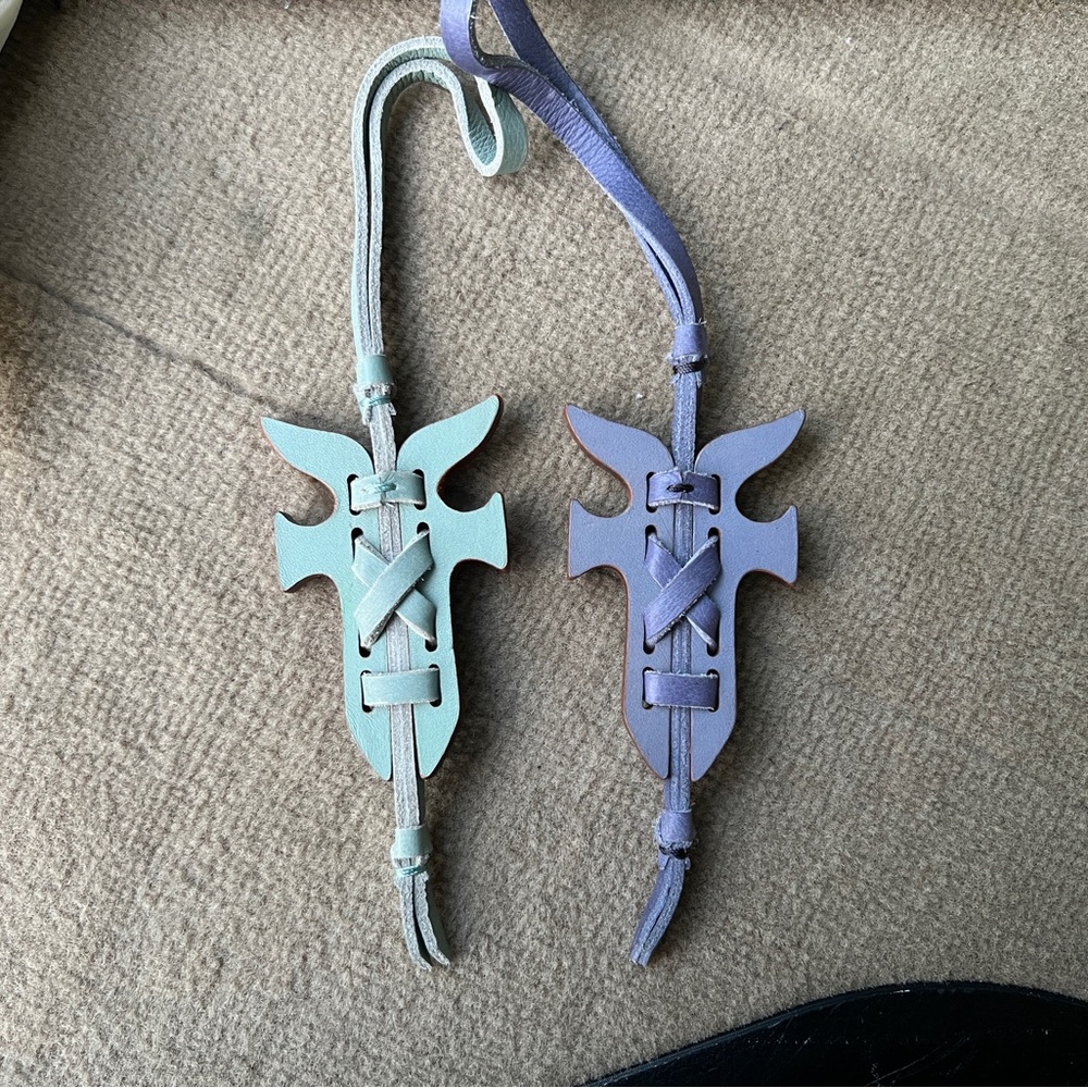 Frye Blue and Purple Leather bag charms